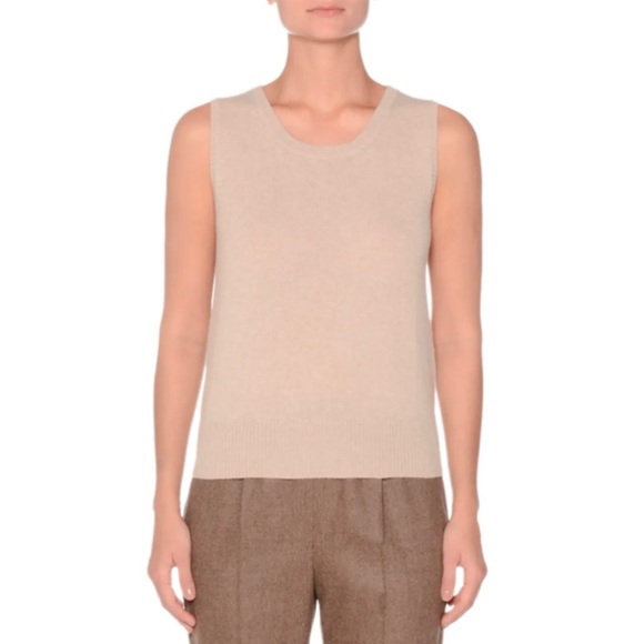 St. John Basics Knit Top Sleeveless Square Neck Sweater Cream white Size L - Picture 10 of 10